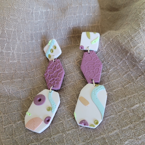 owltopus Jewelry - Handmade Polymer Earrings Pastel Retro Statement